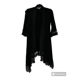 Kate & Mallory Crochet Beach Coverup Kimono Black Size XS